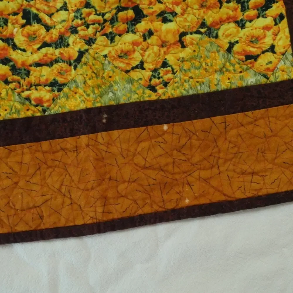 Tahoe Quilts‎ Art Quilt Wall Hanging Floral Tapestry Woodland Poppies 35 x 21